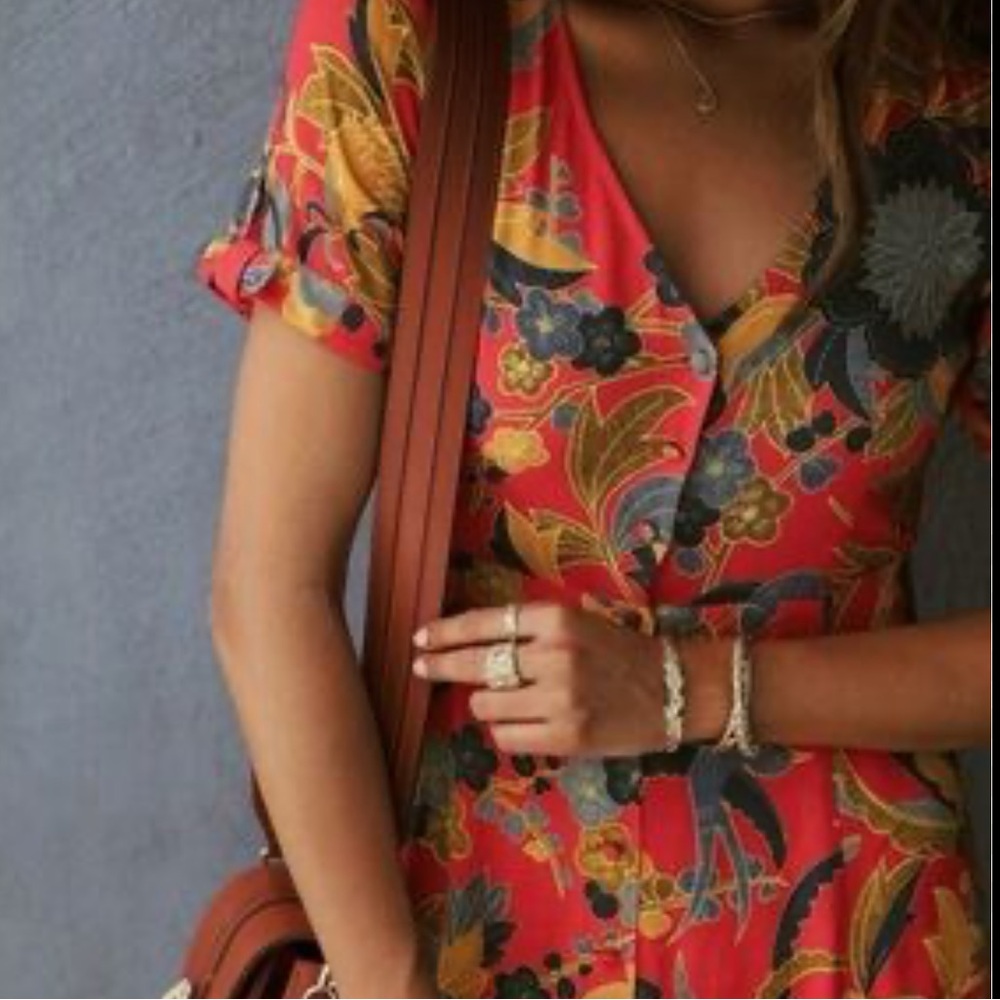 Sezane Vic Dress Midi Milanese Flower Print